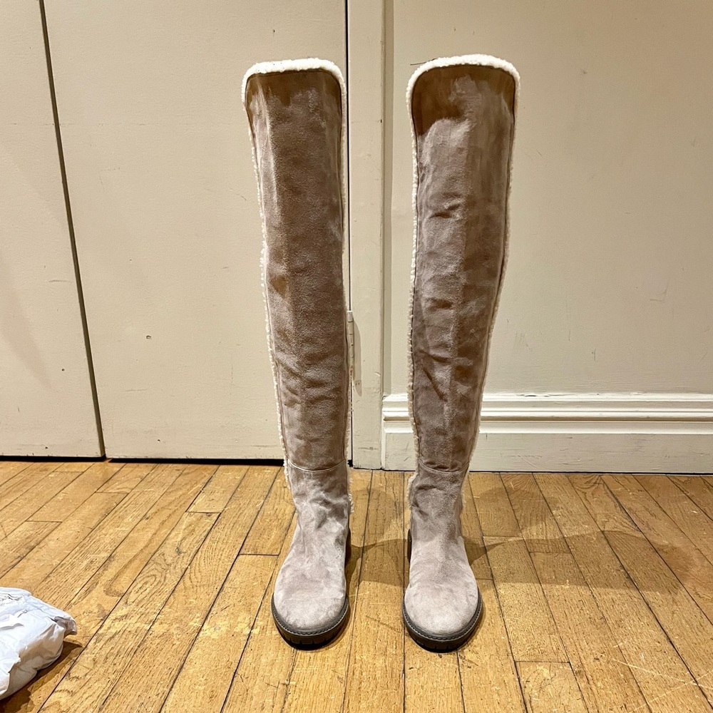Stuart Weitzman Beige Suede over-the-knee boots